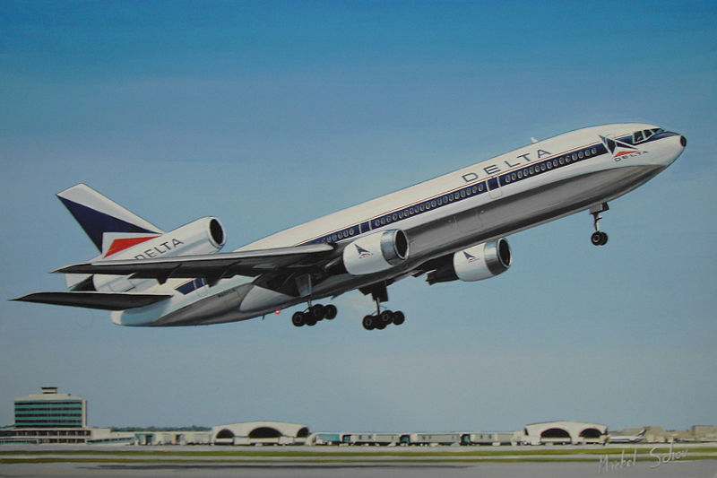 Delta DC-10 at Atlanta. Painting by Michel Schou.