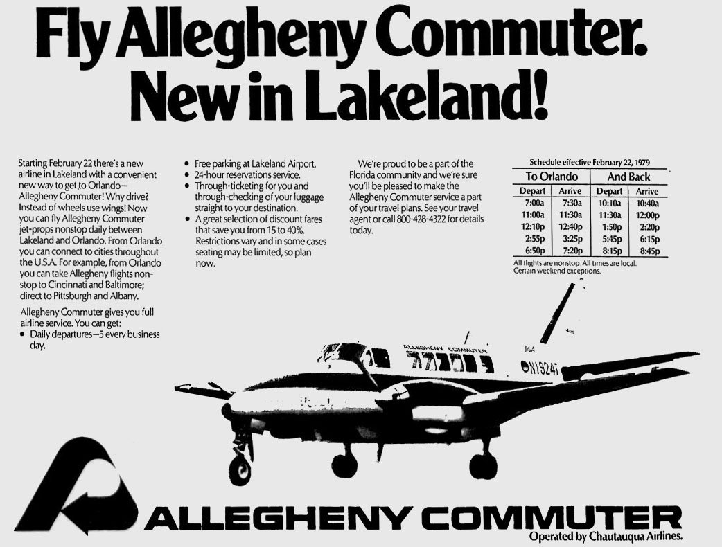 Allegheny Commuter airlines to Lakeland, Florida