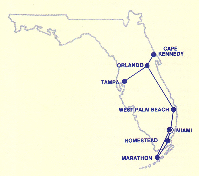Air South route map from February 9, 1987. 