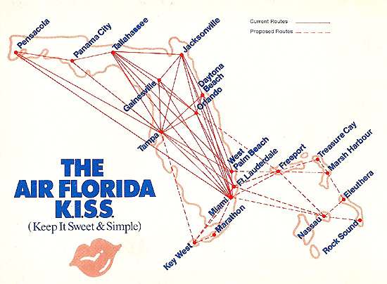 Air Florida route map from September 1, 1978. 