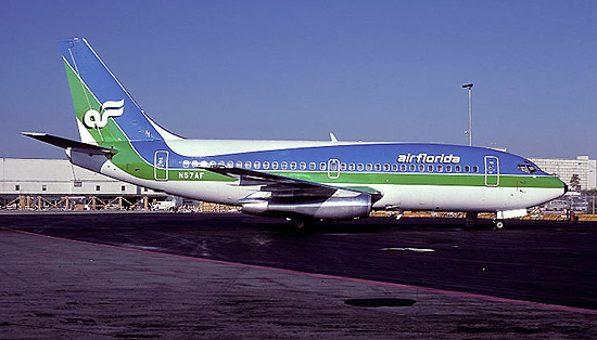 Boeing 737s became the primary aircraft type in 1979. N57AF is pictured at Miami in the classic blue-and-green color scheme. 