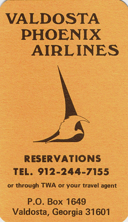 Valdosta Phoenix timetable circa 1972-1973.
