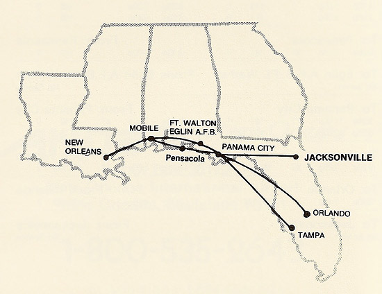 Air New Orleans route map from September 1984.