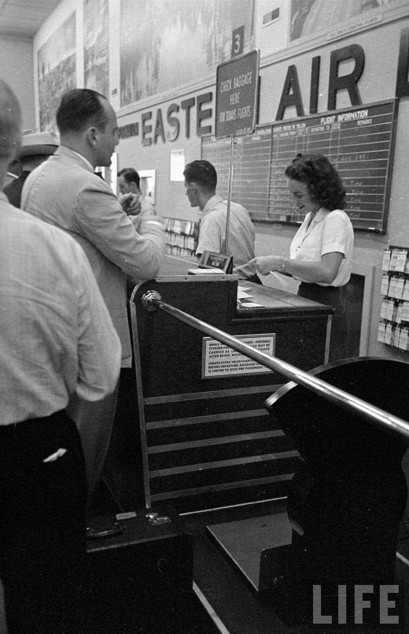 Eastern Airlines ticket counter at Atlanta in 1949.
