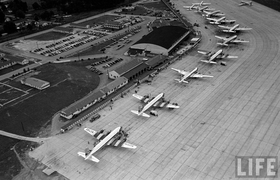 Delta, Capital and Eastern aircraft at Atlanta airport in 1949.