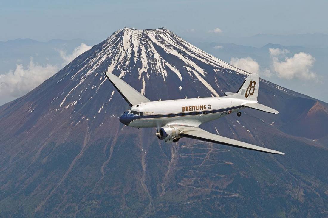 Breitling DC-3 over Mount Fuji.