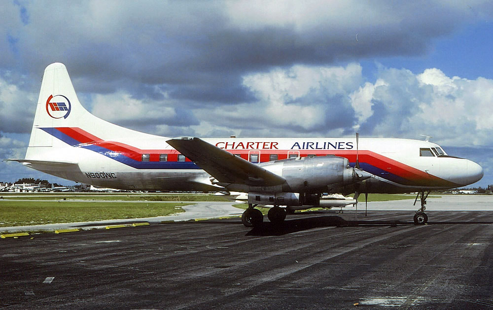 Charter Airlines flew this Convair 580, N900WC, on intrastate Florida routes during 1978 and 1979.