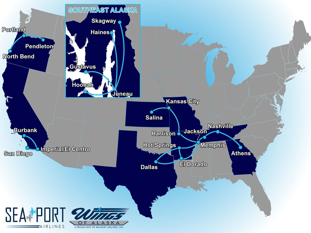 SeaPort Airlines route map