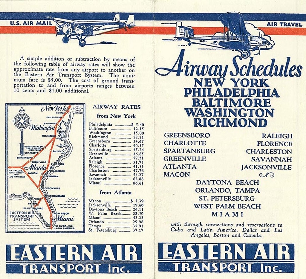 Eastern Air Transport timetable