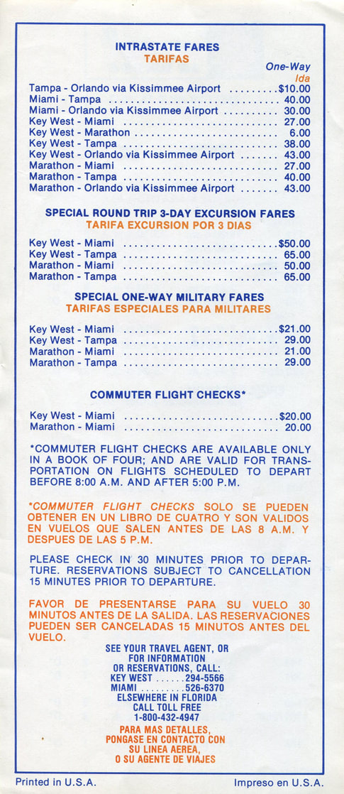 Air Sunshine timetable 1977