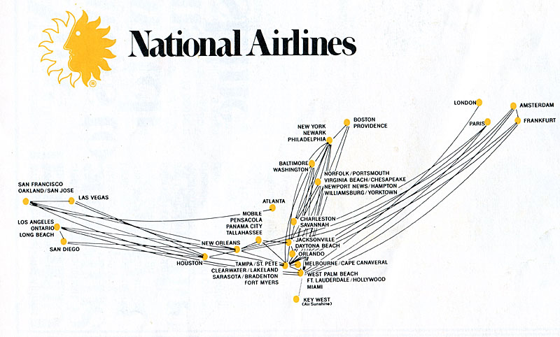 National Airlines 1979 route map.