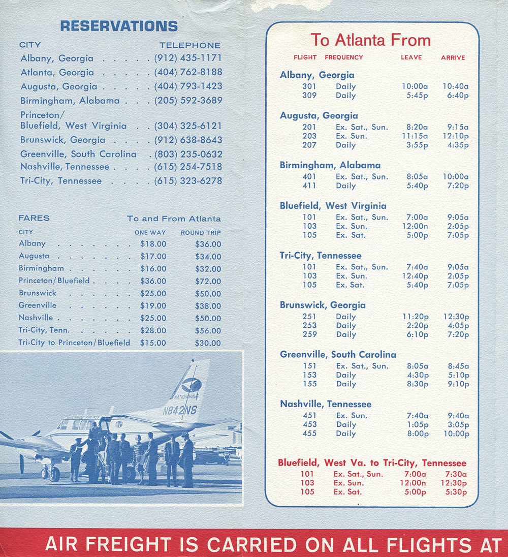 Nationwide Airlines Southeast timetable