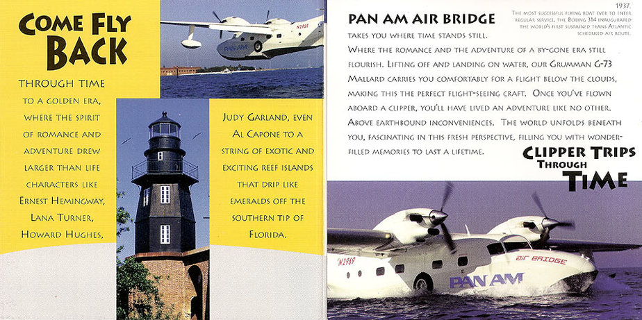 This is an excerpt from a Pan Am Air Bridge pamphlet advertising sightseeing flights to Dry Tortugas in the Florida Keys. 