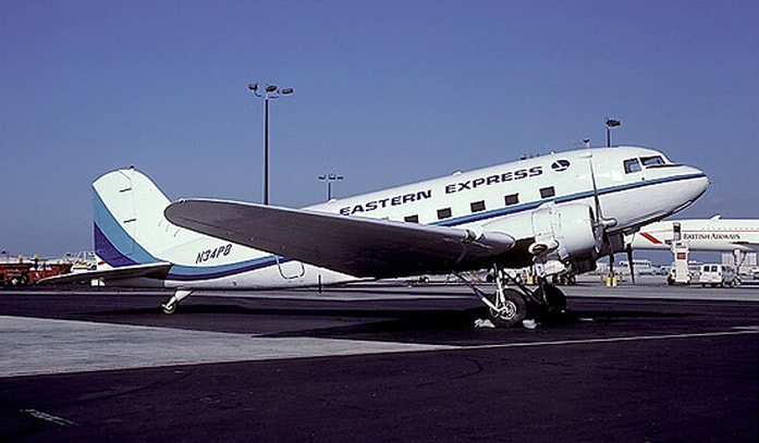 Eastern Express DC-3 N34PB at Miami.