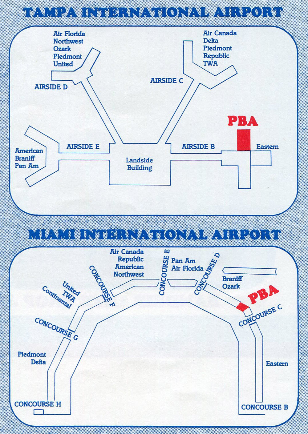 PBA map of Tampa Airport