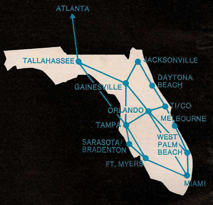 Executive Airlines route map from 1969.