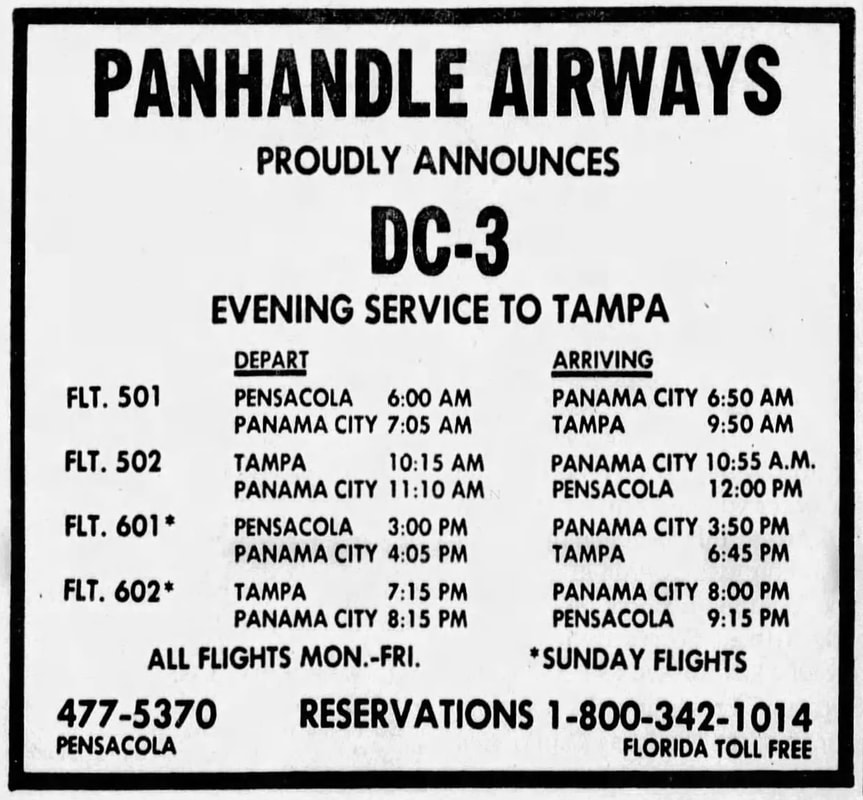 Panhandle Airways DC-3 service to Tampa.