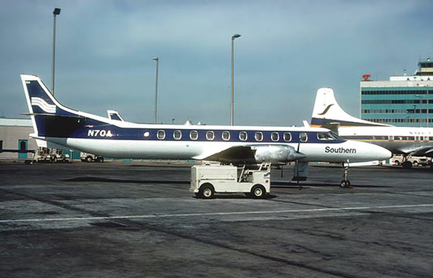 Southern Airways Metroliner N70A is pictured at Atlanta in 1978. 