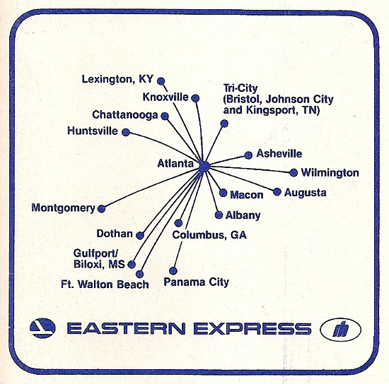Eastern Metro Express route map from March 2, 1987.