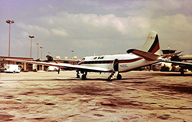 Air Miami de Havilland DH-114 Heron N121G at Freeport, Bahamas circa 1977-78.