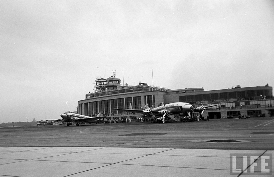 An Eastern DC-3 and Lockheed Constellation on the ramp at Washington National Airport in June 1949.