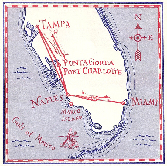 Naples Airlines route map from December 22, 1977.