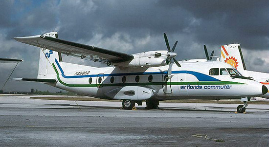 National Commuter Airlines operated Nord 262 turboprops in Air Florida Commuter colors.