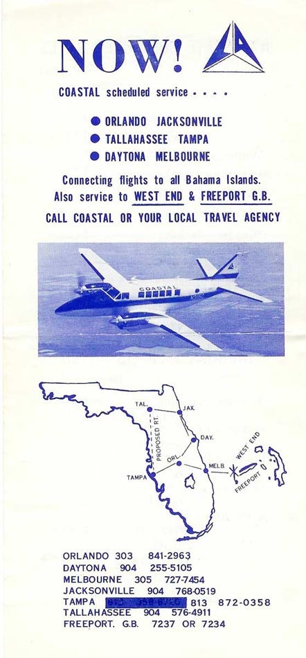 Coastal Airlines timetable.