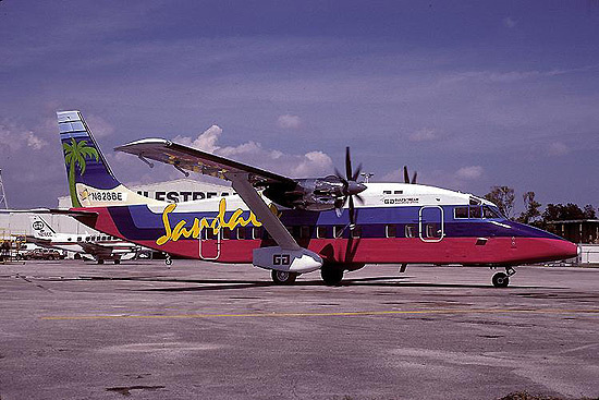 Shorts Brothers SD-330 N828BE was painted in a colorful livery advertising Sandals Resorts.
