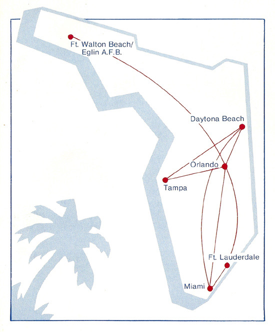 National Florida Airlines route map from June 15, 1983.