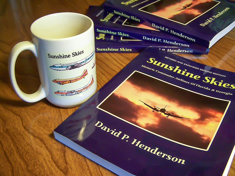 Sunshine Skies books and coffe mugs.
