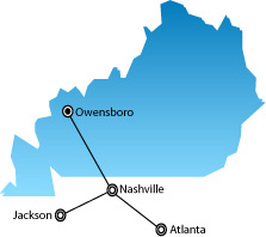 Tennessee Skies / Kentucky Skies route map.