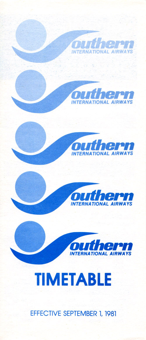 Southern International Airlines timetable September 1, 1981