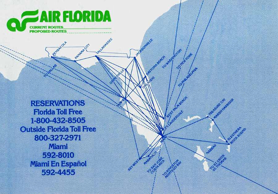 air florida maps and postcards - sunshine skies