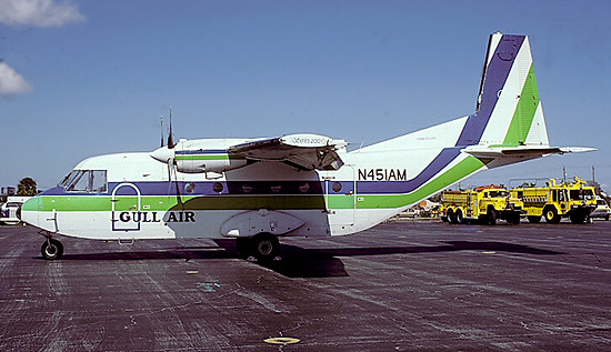 Gull Air was one of the final Air Florida Commuter carriers and operated contract flights until the system was disbanded in May 1984. This CASA 212, N451AM, previously flew with Air Miami and North American.
