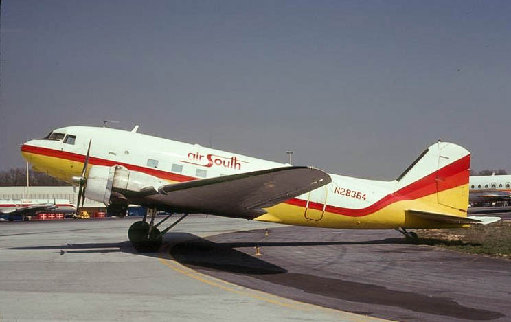 Air South DC-3 N28364 at Atlanta in 1979.