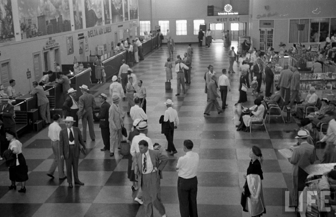 Lobby of Atlanta's temporary terminal in 1949.