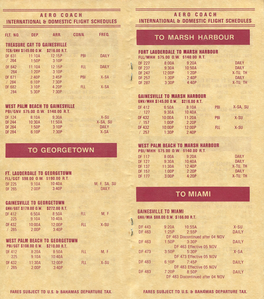 Aero Coach timetable