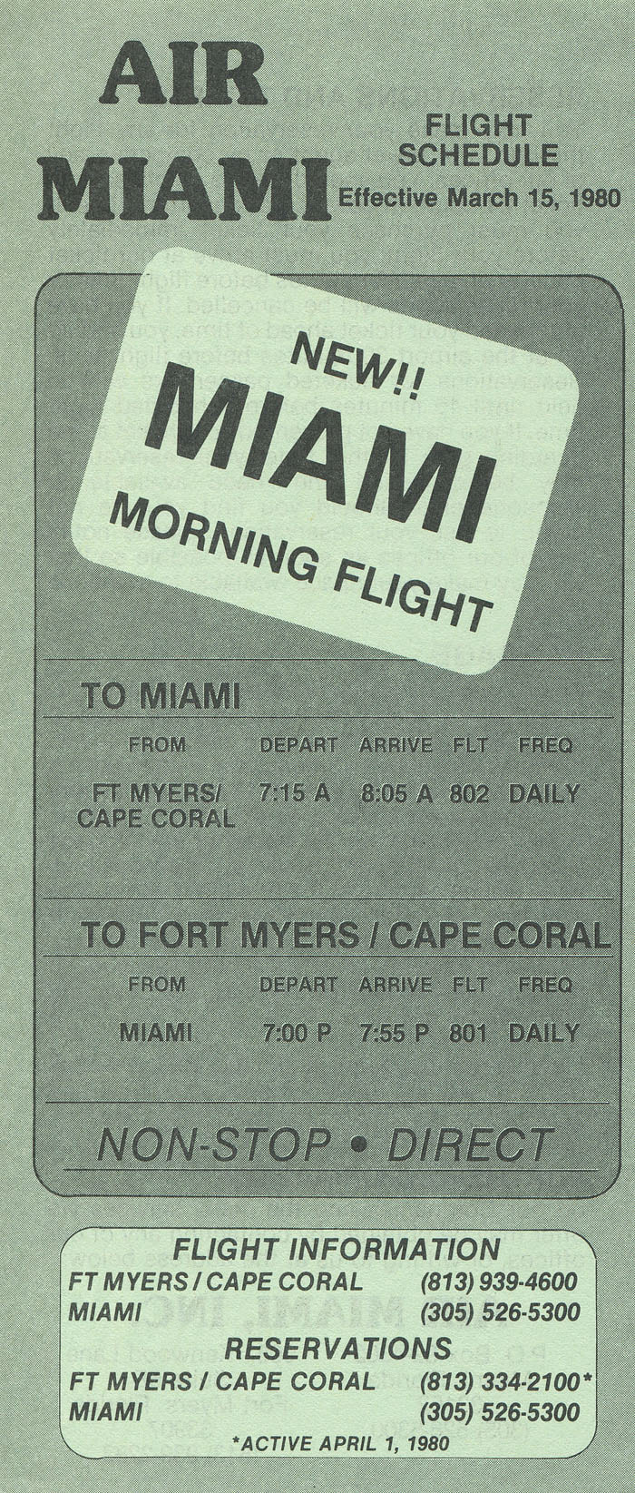 Air Miami timetable