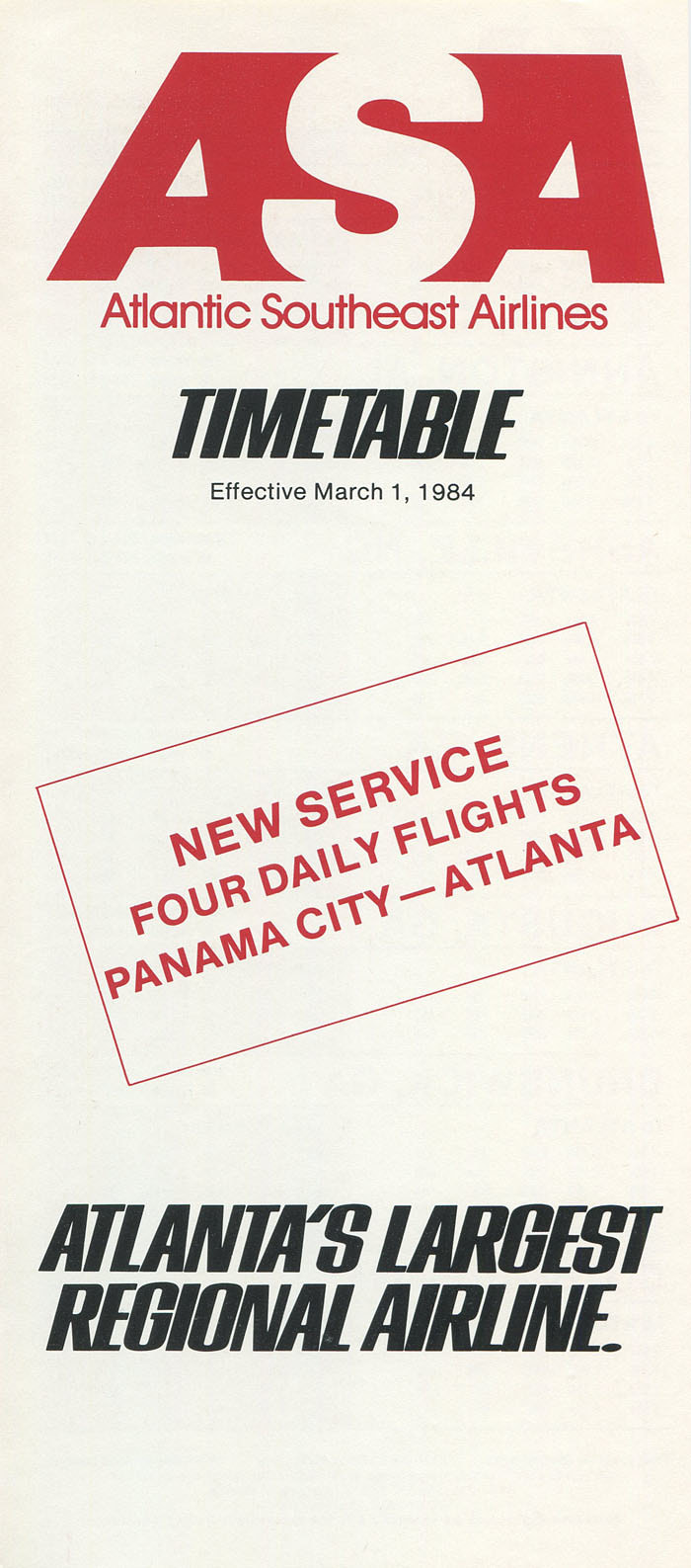 Atlantic Southeast Airlines timetable