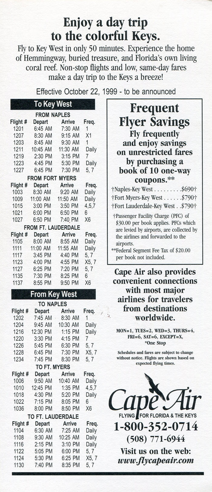 Cape Air timetable