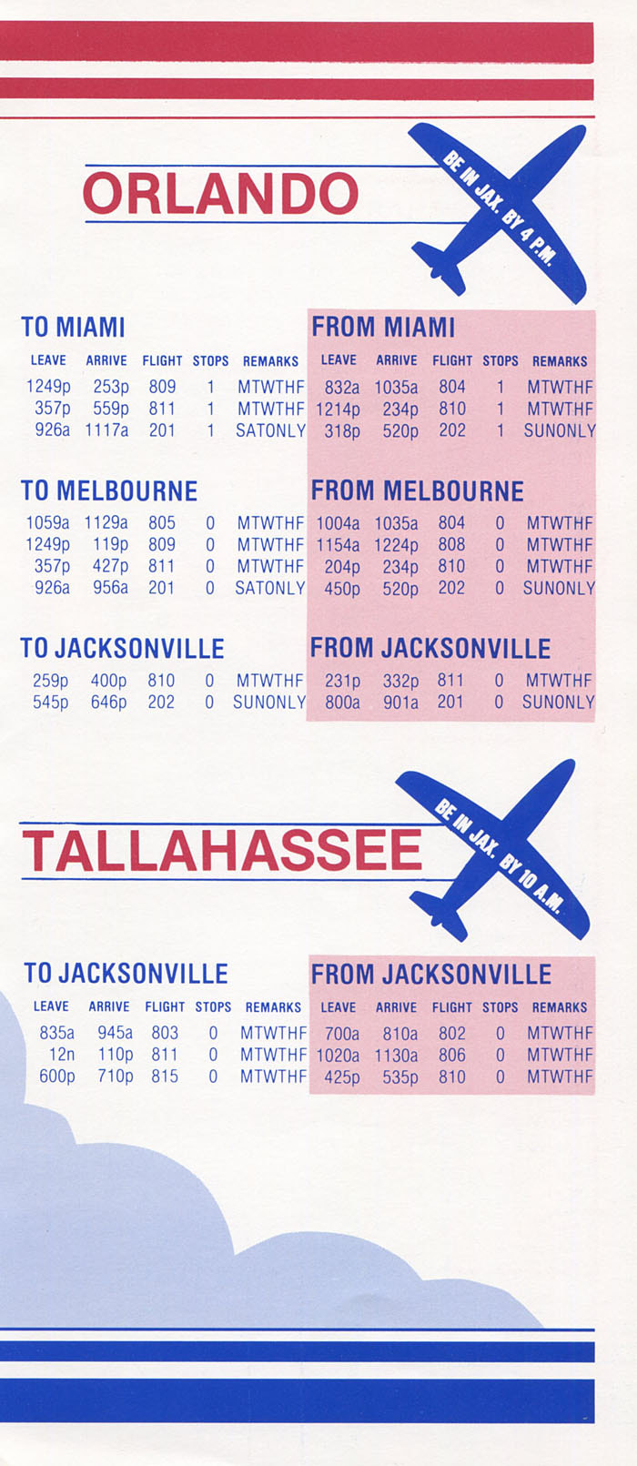 Devoe Airlines timetable