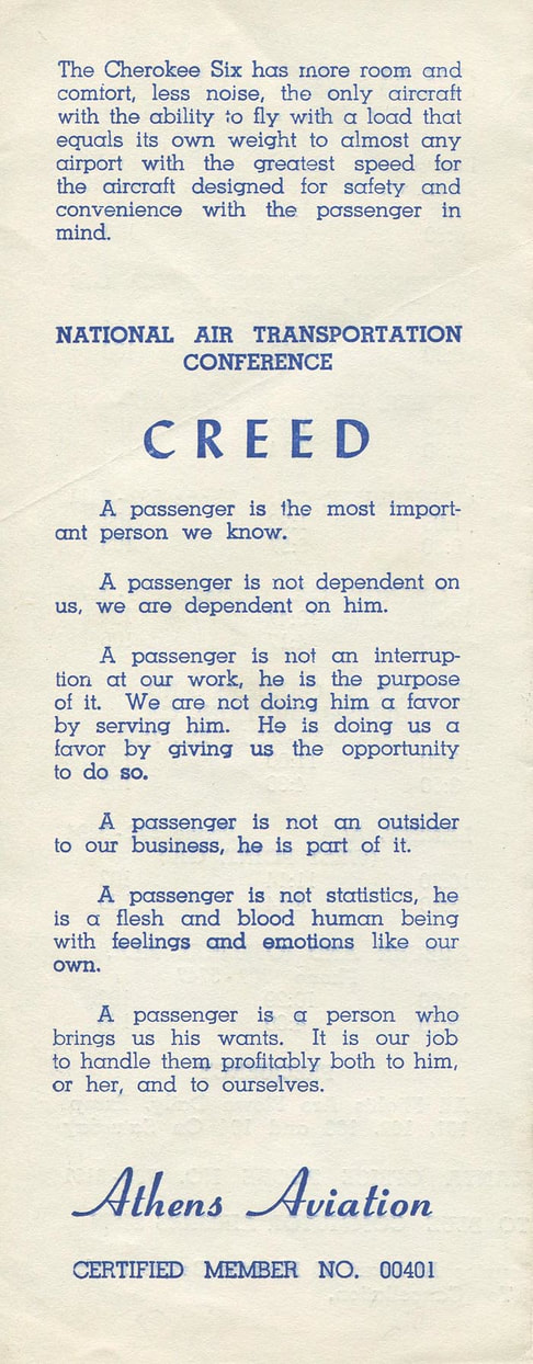 Cherokee Airways timetable creed
