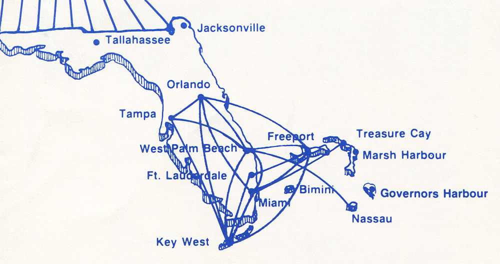 Gull Air route map from February 15, 1986.