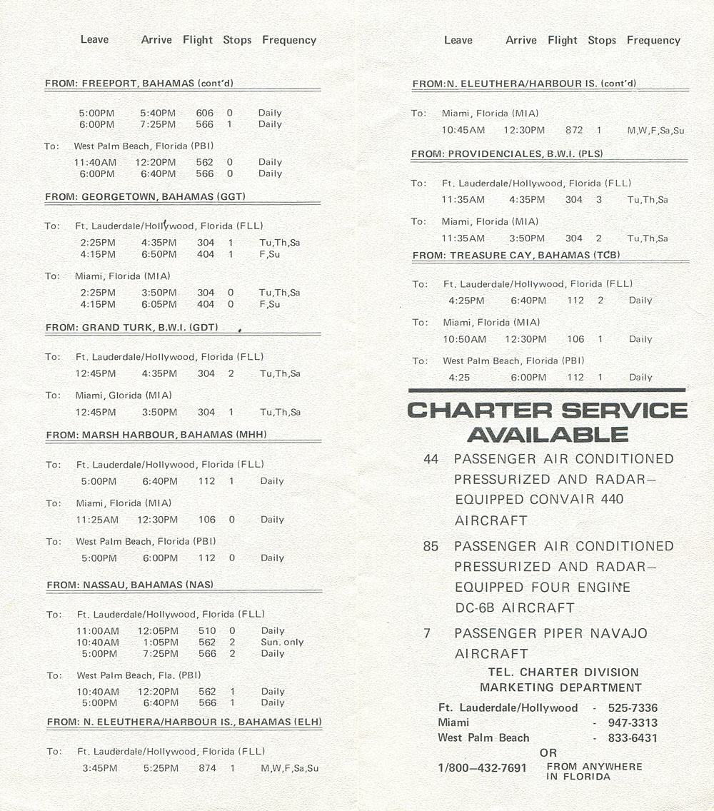 Mackey International Airlines timetable