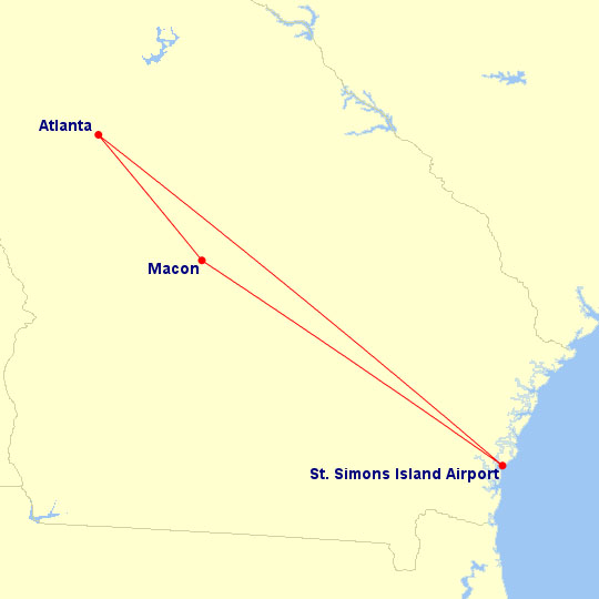 Ocean Airways route map, April 1980.