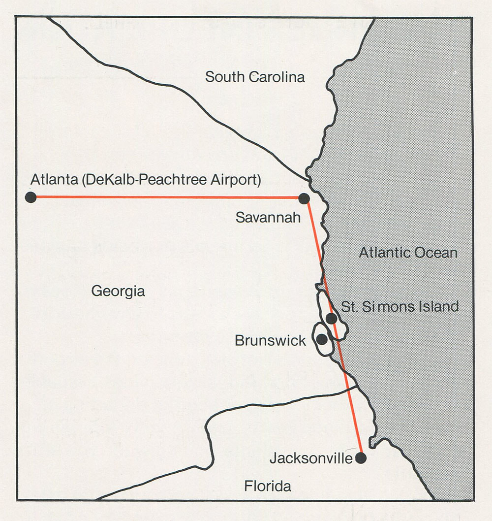 Phoenix Airlines route map effective April 8, 1980.