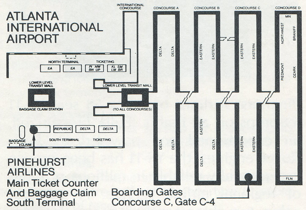 Pinehurst Airlines ATL map