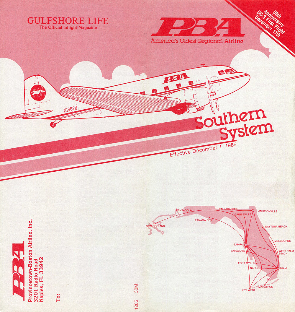PBA timetable December 1985 N136PB