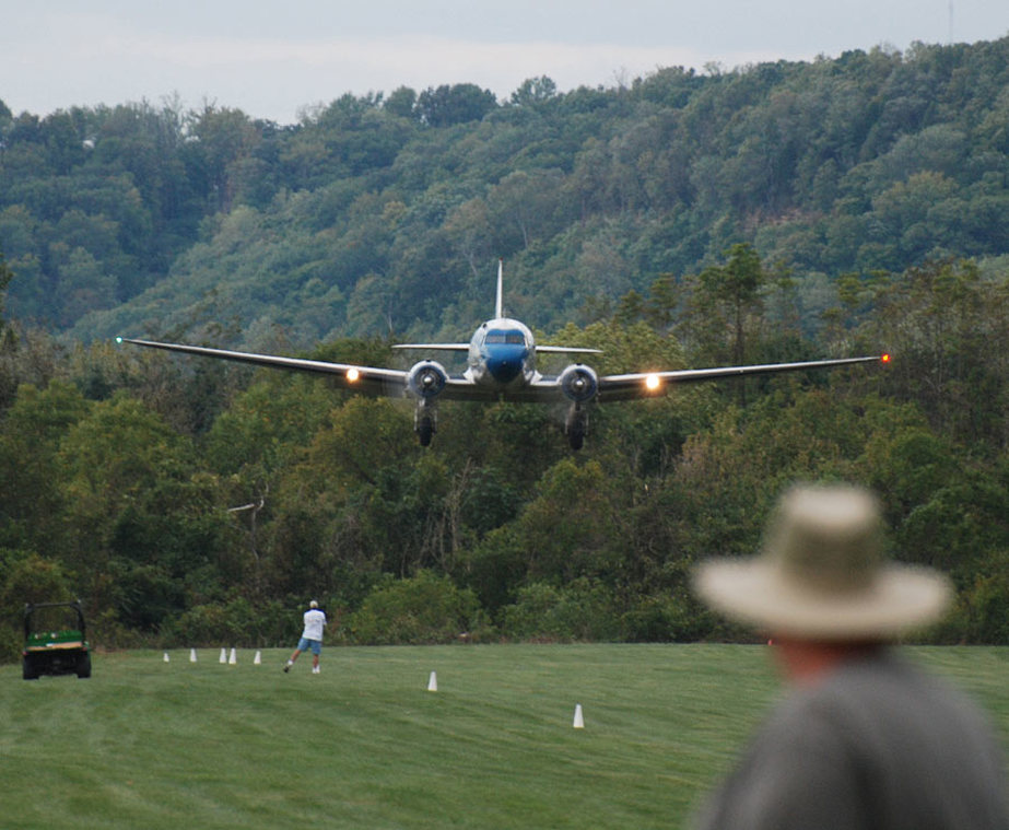 N28AA seconds from touchdown at Lee Bottom Flying Field near Hanover, Indiana. Photo taken September 26, 2008 by Rich Davidson and sent in by Ron Alexander.